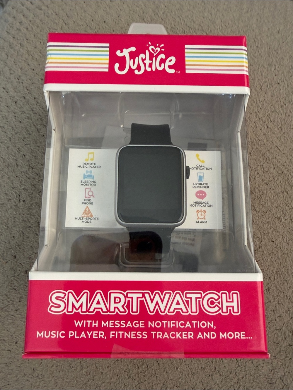 Justice Black Smartwatch with Square Face